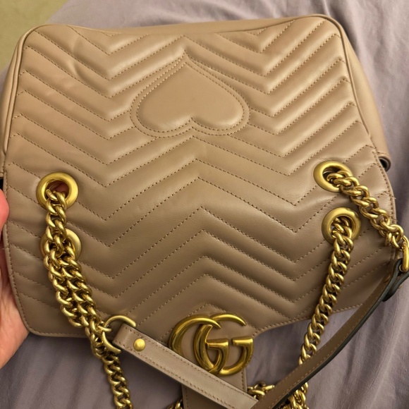 Taupe GUCCI Matelasse Medium GG Marmont Shoulder Bag - Picture 11 of 13